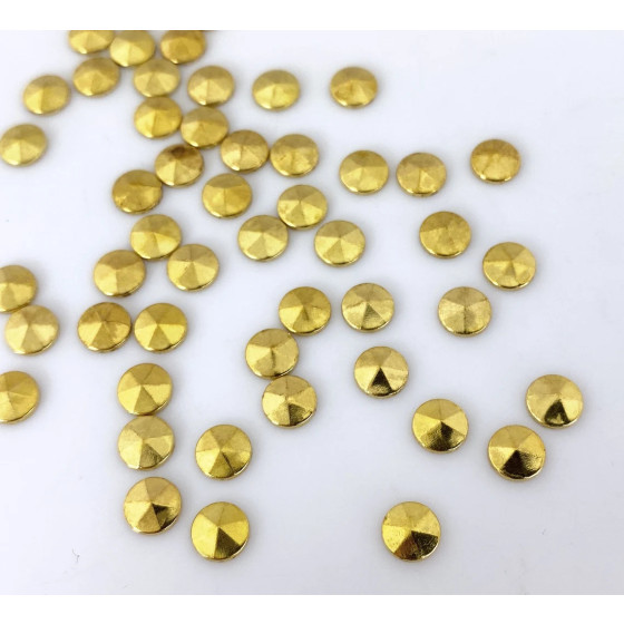 Wholesale 6mm Faceted Nailheads Gold-Finished round Bulk Hot-Fix Studs Loose Rhinestones for Nail Art Shoes Jeans Shirts